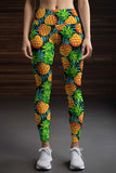 Endless Summer Lucy Green Pineapple Print Leggings Yoga Pants - Women