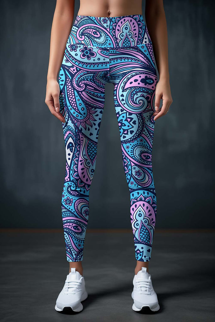 Sensation Lucy Blue Boho & Geometric Print Leggings Yoga Pants