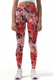 La Fleur Lucy Red Floral Printed Leggings Yoga Pants - Women