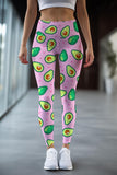 Avocuddle Lucy Pink Avocado Print Leggings Yoga Pants - Women