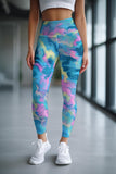 Smoothie Bowl Lucy Blue Tie Dye Printed Leggings Yoga Pants - Women