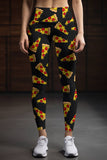 Pepperoni Lucy Black Pizza Printed Cute Leggings Yoga Pants - Women