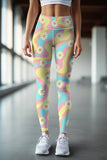 Festival Girl Lucy Yellow Floral Print Gym Leggings Yoga Pants - Women