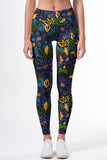 Mauritius Lucy Blue Floral Printed Workout Leggings Yoga Pants - Women
