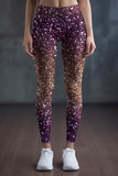 Gleam Wonderland Lucy Purple Glitter Print Leggings Yoga Pants - Women