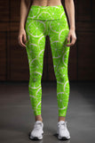 Lime Avenue Lucy Green Lemon Print Workout Leggings Yoga Pants - Women