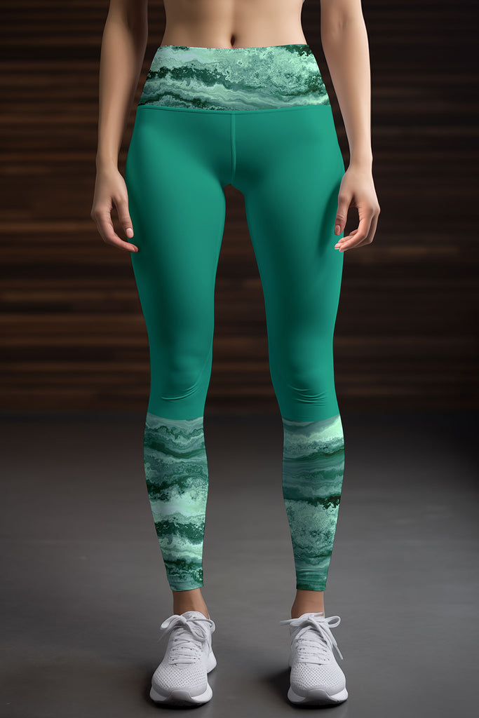 Jade Green Low Rise Leggings Yoga Gym Poly Spandex