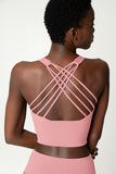 CLEARANCE! 65% off with code: VIP65 - Dusty Pink Kelly Crisscross Back Long Line Padded Sports Bra - Women