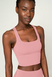 CLEARANCE! 65% off with code: VIP65 - Dusty Pink Kelly Crisscross Back Long Line Padded Sports Bra - Women