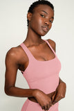 CLEARANCE! 65% off with code: VIP65 - Dusty Pink Kelly Crisscross Back Long Line Padded Sports Bra - Women