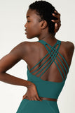 SALE! Emerald Green Kelly Crisscross Back Long Line Padded Sports Bra - Women