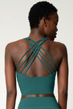 SALE! Emerald Green Kelly Crisscross Back Long Line Padded Sports Bra - Women