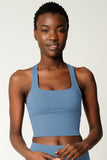 BUY 1 GET 4 FREE! Sky Blue Kelly Crisscross Back Long Line Padded Sports Bra - Women