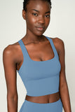 BUY 1 GET 4 FREE! Sky Blue Kelly Crisscross Back Long Line Padded Sports Bra - Women