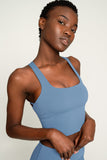 BUY 1 GET 4 FREE! Sky Blue Kelly Crisscross Back Long Line Padded Sports Bra - Women