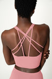 CLEARANCE! 65% off with code: VIP65 - Dusty Pink Kelly Multi-Strap Back Long Line Padded Sports Bra - Women