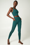 BUY 1 GET 4 FREE! Emerald Green Cassi Mesh & Pockets Workout Leggings Yoga Pants - Women