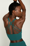 SALE! Emerald Green Kelly Multi-Strap Back Long Line Padded Sports Bra - Women