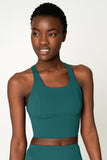 SALE! Emerald Green Kelly Multi-Strap Back Long Line Padded Sports Bra - Women