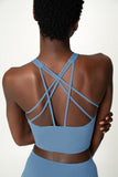 CLEARANCE! 65% off with code: VIP65 - Sky Blue Kelly Multi-Strap Back Long Line Padded Sports Bra - Women