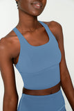 CLEARANCE! 65% off with code: VIP65 - Sky Blue Kelly Multi-Strap Back Long Line Padded Sports Bra - Women