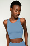 CLEARANCE! 65% off with code: VIP65 - Sky Blue Kelly Long Line Full Coverage Padded Sports Bra - Women