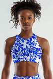 Whimsy Starla Blue High Neck Padded Sporty Crop Top Sports Bra - Women