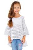 White Stretchy Crochet Lace Ava Summer Boho Dressy Party Tunic - Girls