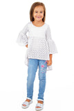 White Stretchy Crochet Lace Ava Summer Boho Dressy Party Tunic - Girls