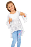 White Stretchy Crochet Lace Ava Summer Boho Dressy Party Tunic - Girls