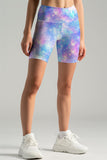 Wizard Karen Blue Galaxy Print Performance Yoga Biker Shorts - Women