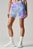 Wizard Karen Blue Galaxy Print Performance Yoga Biker Shorts - Women