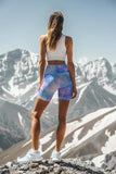 Wizard Karen Blue Galaxy Print Performance Yoga Biker Shorts - Women