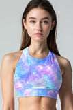 Wizard Starla Blue High Neck Padded Sporty Crop Top Sports Bra - Women