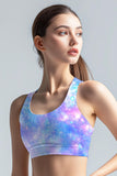 Wizard Stella Light Blue Galaxy Print Seamless Sport Yoga Bra - Women