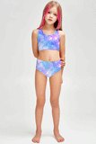 Wizard Claire Blue Galaxy Print Trendy Two-Piece Swimwear Set - Girls - Pineapple Clothing