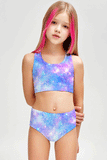Wizard Claire Blue Galaxy Print Trendy Two-Piece Swimwear Set - Girls - Pineapple Clothing