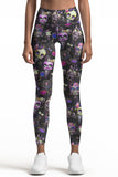 beWITCHing Lucy Black Goth Skull Print Alt Leggings Yoga Pants - Women