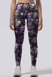 beWITCHing Lucy Black Goth Skull Print Alt Leggings Yoga Pants - Women