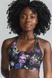 beWITCHing Stella Black Skull Printed Seamless Sport Yoga Bra - Women