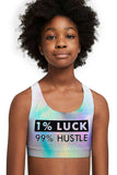 1% Luck 99% Hustle Stella Seamless Racerback Sport Bra Crop Top - Kids - Pineapple Clothing