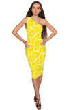 A Piece of Sun Layla Yellow One-Shoulder Bodycon Midi Dress - Women - Pineapple Clothing