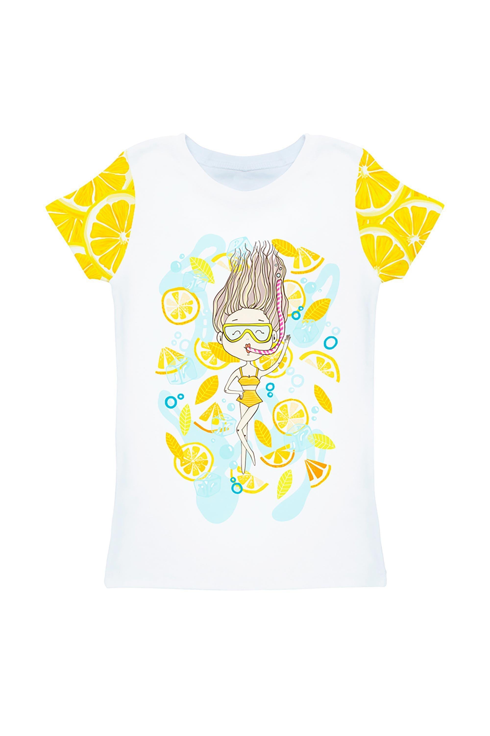A Piece of Sun Zoe White Cute Girl Print T-Shirt - Girls - Pineapple Clothing