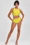 A Piece of Sun Carly Yellow Lemon High Neck Crop Bikini Top - Women - Pineapple Clothing