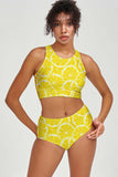A Piece of Sun Carly Yellow Lemon High Neck Crop Bikini Top - Women - Pineapple Clothing