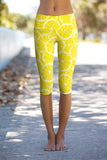 A Piece of Sun Ellie Yellow Lemon Print Yoga Capri Leggings - Women - Pineapple Clothing