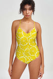 A Piece of Sun Yellow Lemon Print One-Piece Swimsuits - Mommy and Me - Pineapple Clothing