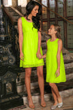 Bright Neon Yellow Lace Empire Waist Summer Party Mommy & Me Dress - Pineapple Clothing