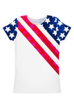 Americana Zoe White Designer Flag Print T-Shirt - Women - Pineapple Clothing