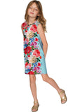 Amour Adele Blue Floral Print Chic Shift Party Dress - Girls - Pineapple Clothing